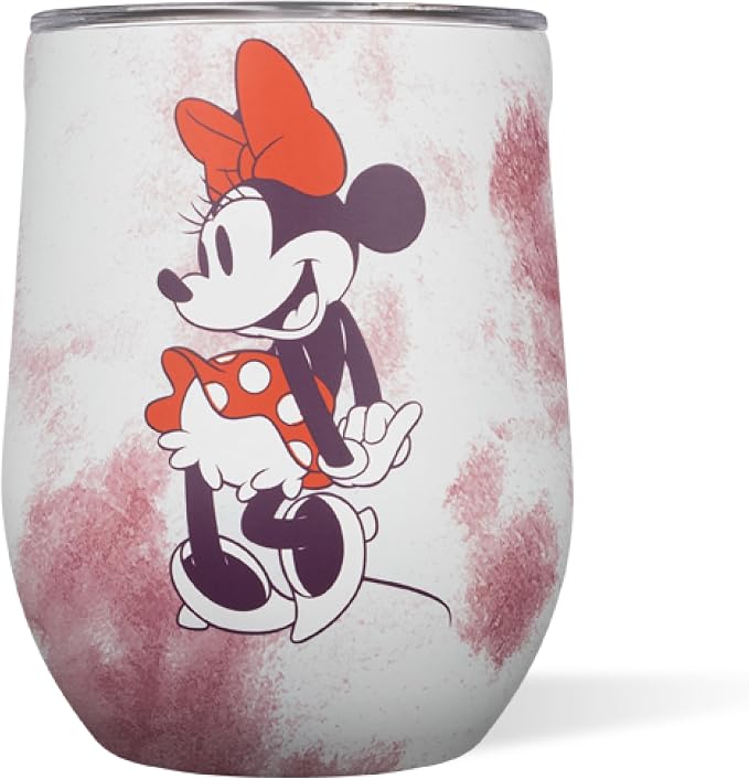 Corkcicle Stemless Insulated Wine Glass Tumbler - Beverages Cold 6 Hours & Hot 3 Hours - Stainless Steel - Easy-Grip - Summer Drinkware Gift - Keeps Drink Ice - 12 oz - Minnie Mouse Tie Dye by Corkcicle