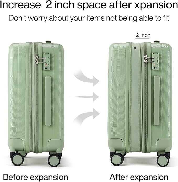 Hanke Expandable Hardshell Luggage Sets 3 piece Carry on Luggage - Image 3