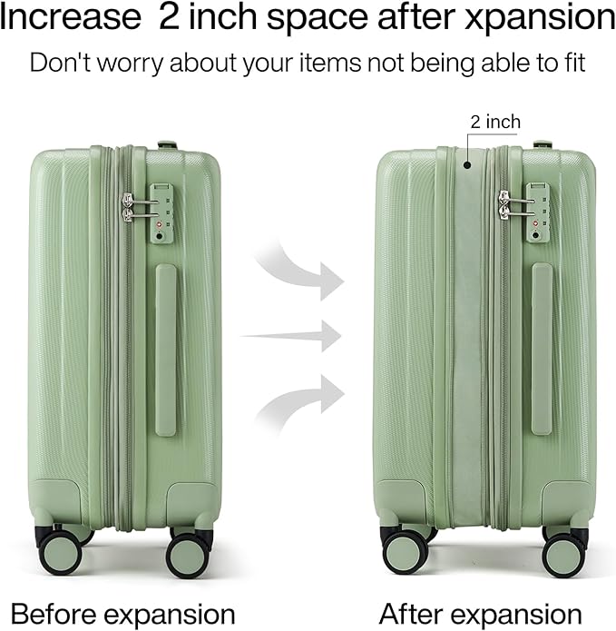Hanke Expandable Hard Shell Luggage Sets 2 piece Carry on Luggage - Image 3