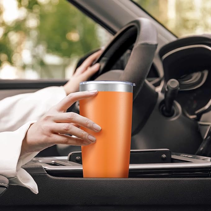 20 oz Tumbler with Lid Stainless Steel Insulated Tumblers Bulk Double Wall Vacuum Cups Powder Coated Travel Mug Keep Drinks Cold and Hot, Orange, 12 Pack - Image 5