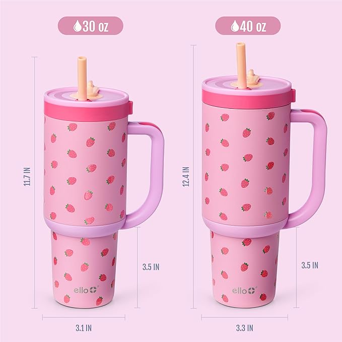 Ello Oasis 40oz Stainless Steel Tumbler - Strawberries - Image 8