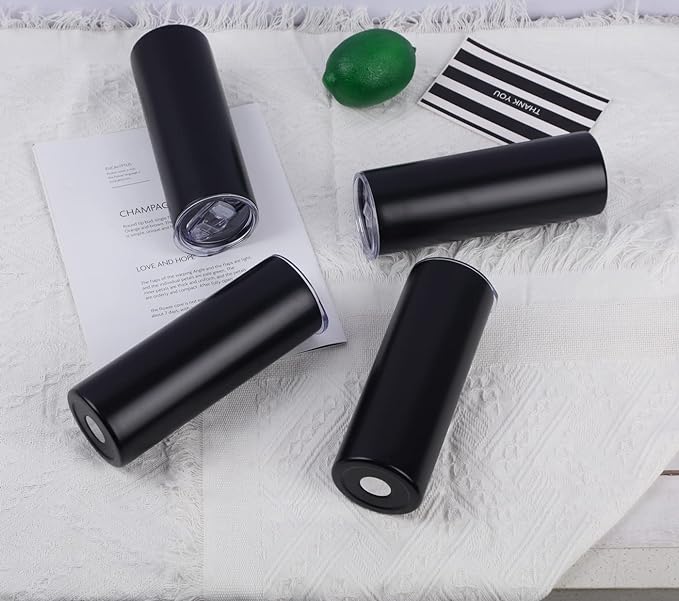 24 Pack 20 Oz Straight Skinny Tumblers,Individually Gift Boxed Stainless Steel Slim Skinny Tumbler Set Bulk, 20 Oz Insulated Slim Thin Travel Tumbler Cup for Diy, Black - Image 5