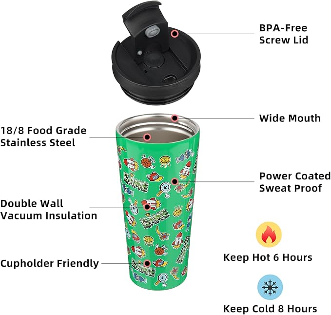 BJPKPK 22oz Stainless Steel Insulated Tumbler With lid And Straw Travel Coffee Thermal Tumblers Cup For Women And Men,Game - Image 2