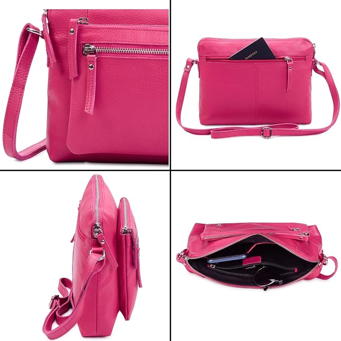 Wise Owl Accessories Small Soft Pebbled Real Leather Crossbody Handbags Purses - Image 6