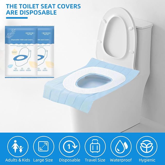 55 Pack Toilet Seat Covers Disposable 16x24 Inch XL Portable Toilet Liners - Image 3