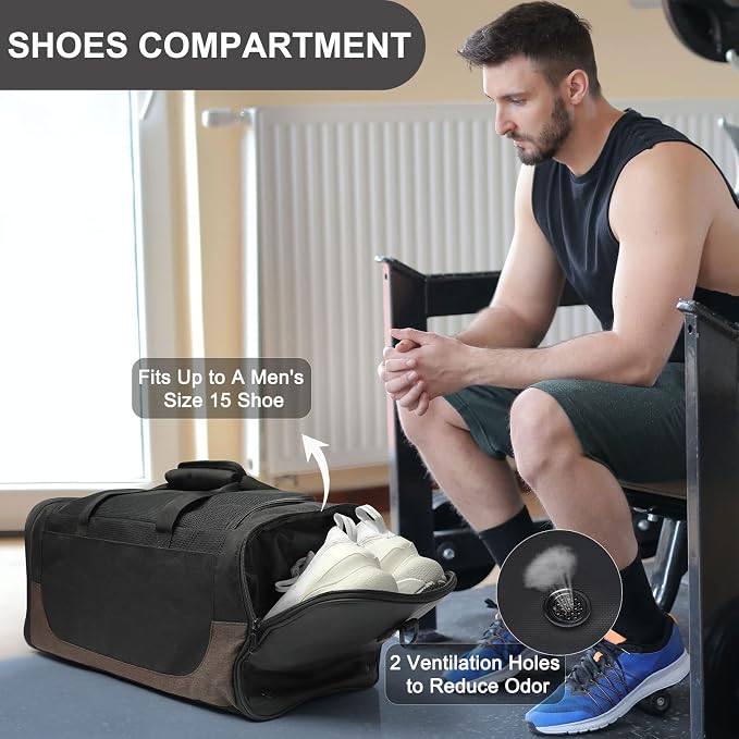 Gym Duffle Bag for Men and Women, Small Travel Duffle Bag Fitness Workout Bag - Image 8