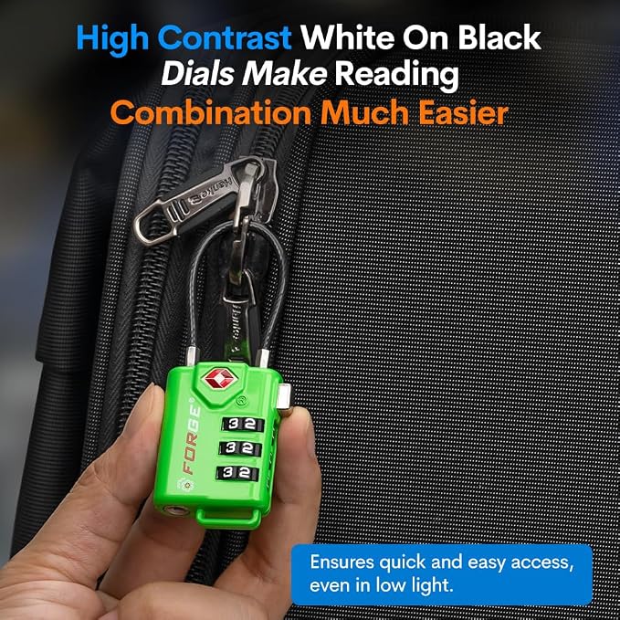 TSA Approved Cable Luggage Locks, Re-settable Combination - Image 4