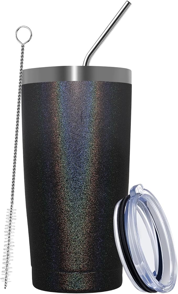 MEWAY 20oz Tumbler Double Wall Vacuum Insulated Travel Glitter Mug, Stainless by MEWAY
