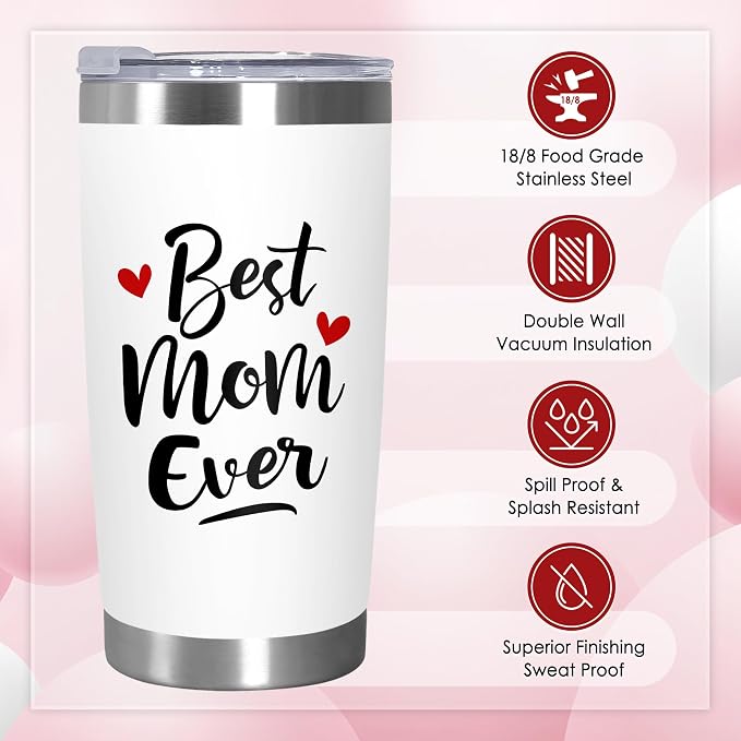 TEEZWONDER Mothers Day Gifts from Daughter Son - 20 oz Stainless Steel Insulated Coffee Tumbler with Lid - Birthday Gifts for Mom, Mothers in Law, Mama, Grandma, Tumblers for Women - Image 2