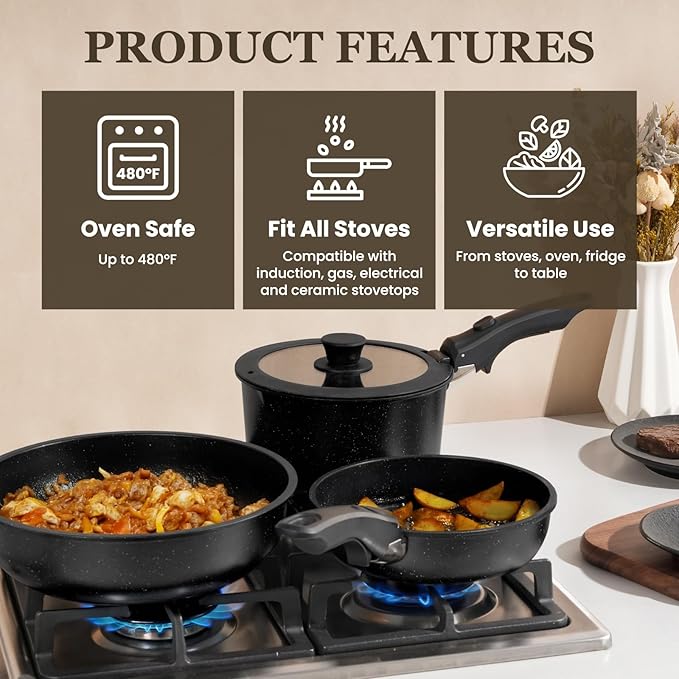 KIKCOIN 24 Pack Pots and Pans Set Non Stick, Detachable Handle Cookware Set - Image 5