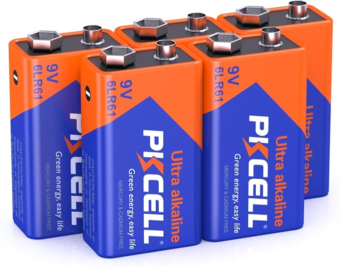 PKCELL 9V Battery Carbon Zinc for Smoke Detectors 6F22 Battery, 10-Year Shelf by Pkcell