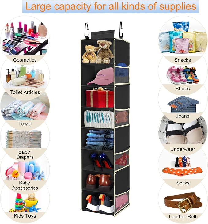 Large-Sized Hanging Shoe Organizer 8-Shelf, Hanging Closet Organizer - Image 6