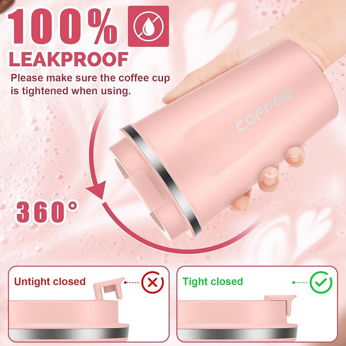 CS COSDDI 12 oz Stainless Steel Vacuum Insulated Tumbler - Coffee Travel Mug Spill Proof with Lid - Coffee Cups for Keep Hot/Ice Coffee,Tea and Beer - Image 2
