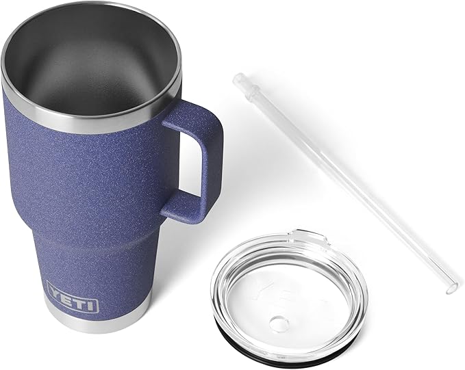 YETI Rambler 35 oz Tumbler with Handle and Straw Lid, Travel Mug Water Tumbler, Vacuum Insulated Cup with Handle, Stainless Steel, Moon Dust - Textured - Image 4
