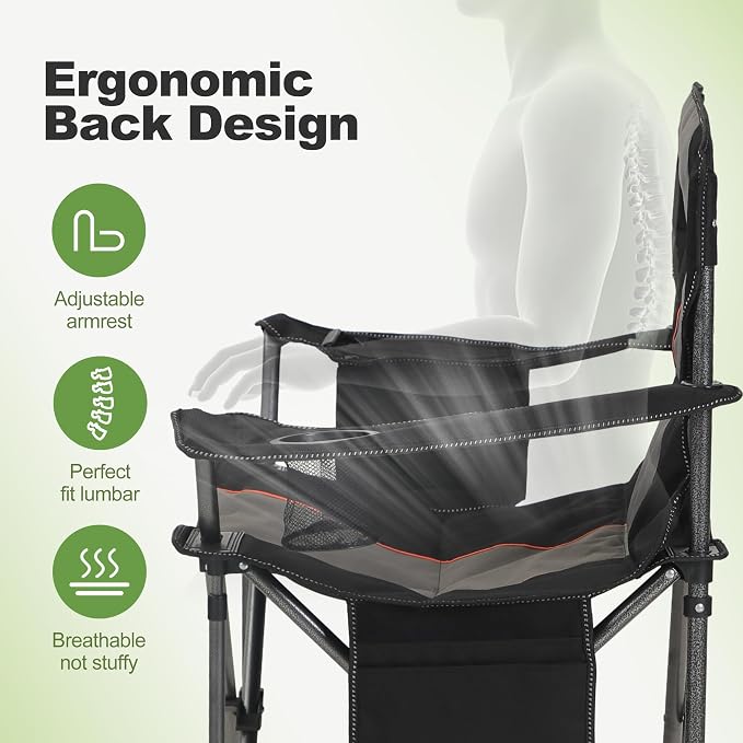 LET'S CAMP Folding Camping Chair Oversized Heavy Duty Padded Outdoor Chair - Image 8