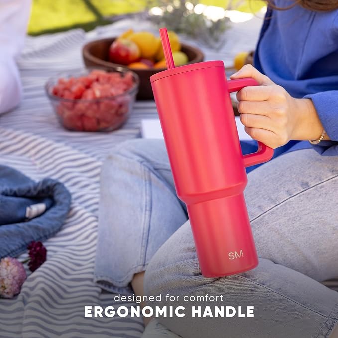 Simple Modern Easter 40 oz Trek Tumbler with Handle and Straw Lid | Cup Holder Friendly Insulated Stainless Steel Travel Mug | Easter Bunnies - Image 9