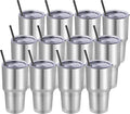 DOMICARE 30 oz Tumbler with Lid and Straw, Stainless Steel Tumblers Bulk, Insulated Vacuum Double Wall Travel Coffee Mug, Durable Powder Coated Tumbler Cups (Stainless Steel, 12) by VisittheDOMICARE