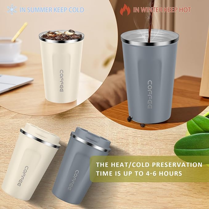 CS COSDDI 12 oz Stainless Steel Vacuum Insulated Tumbler - Coffee Travel Mug Spill Proof with Lid - Coffee Cups for Keep Hot/Ice Coffee,Tea and Beer - Image 6