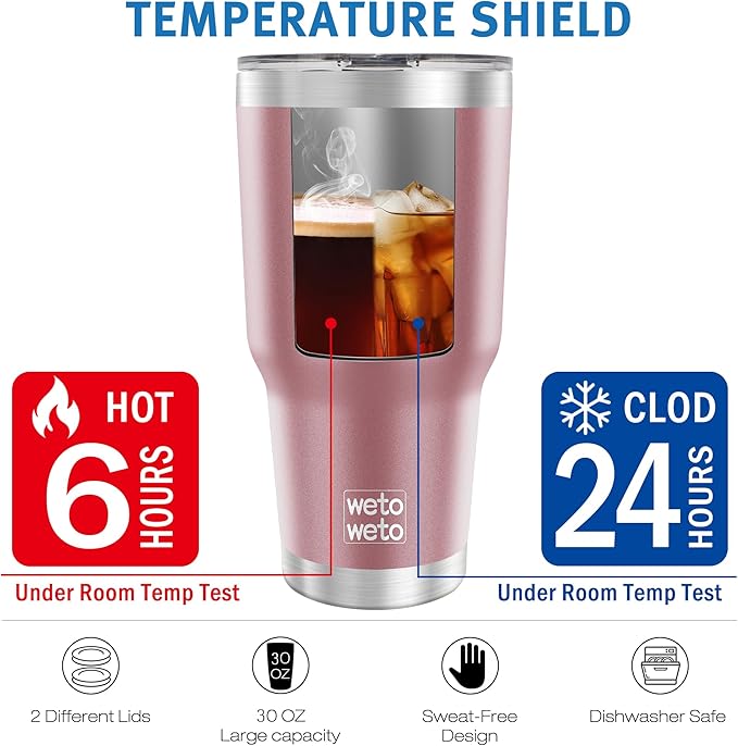 WETOWETO 30 oz Tumbler Stainless Steel Vacuum Insulated Coffee Cup - Image 6