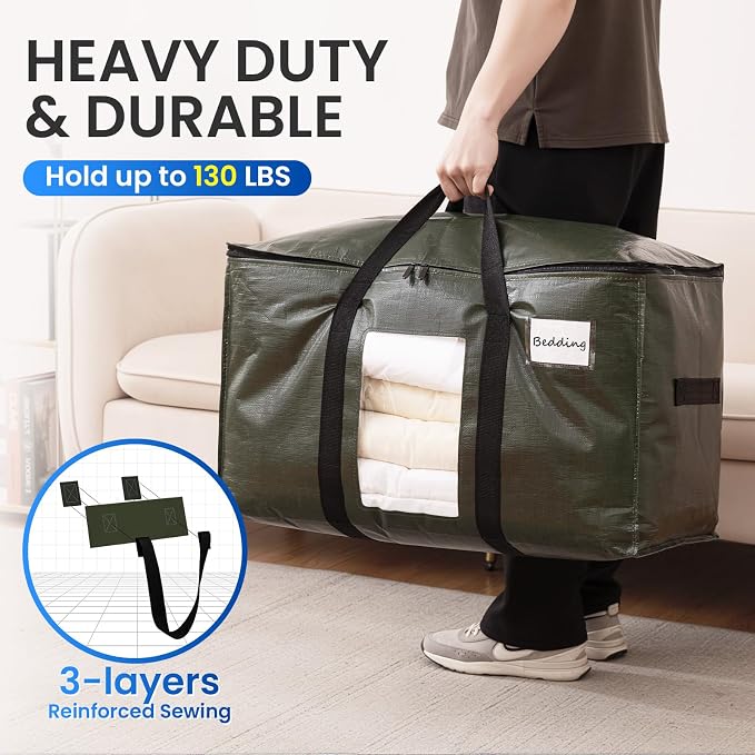 TAILI 4 Pack Green Extra Large Storage Bags, Heavy Duty Totes - Image 6