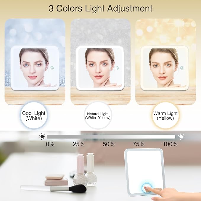 Relavel Travel Makeup Bag With LED Mirror, Cosmetic Train Case with Light up - Image 8