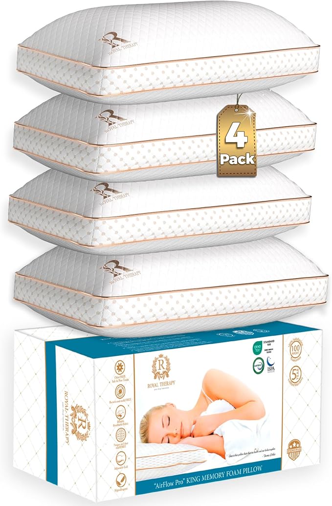 Royal Therapy King Memory Foam Pillows 4-Pack by ROYALTHERAPY