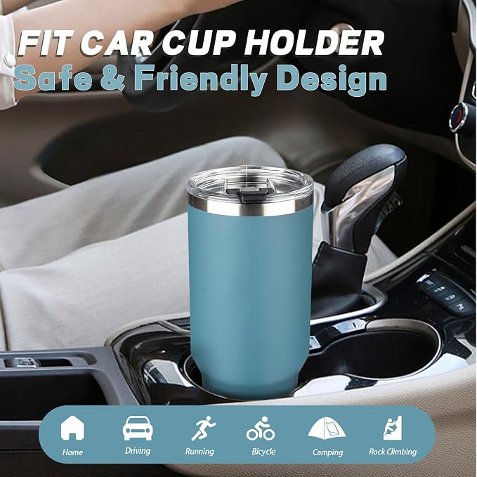 40 oz Tumbler with Lids and Straws, Stainless Steel Insulated Coffee Tumbler, Double Wall Vacuum Insulated Travel Mug Cup, Leakproof Thermal Coffee Cup for Hot and Cold Drinks (azure blue) - Image 7