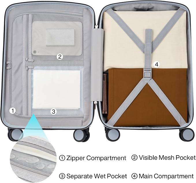 Hanke Hard Shell Luggage Sets 3 Pieces, Carry On and Checked Luggage Sets - Image 6