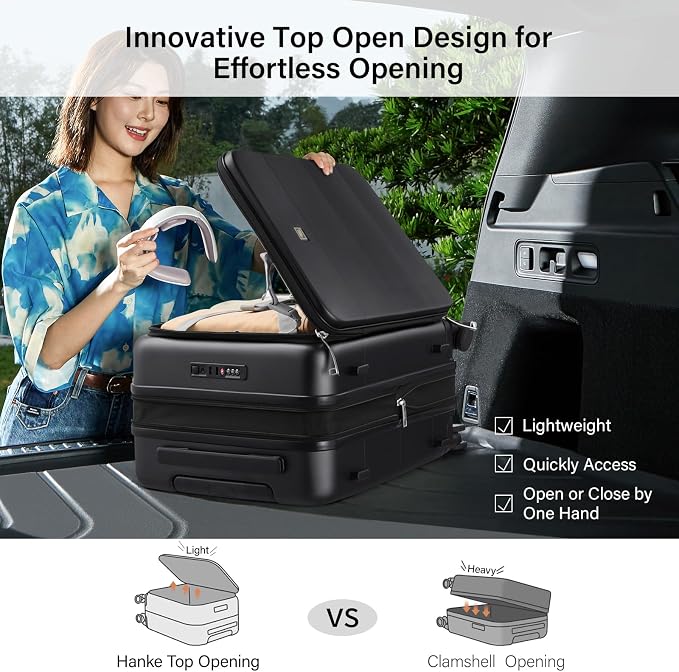 Hanke Hardside Expandable Checked Luggage, 24 Inch Top Opening Trunk Luggages - Image 4