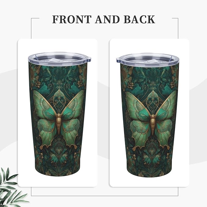 Moth Tumbler with Lid and Straw 20oz Vacuum Insulated Coffee Cup Stainless Steel Tumblers Leakproof Travel Mug Present for Women Men - Image 5