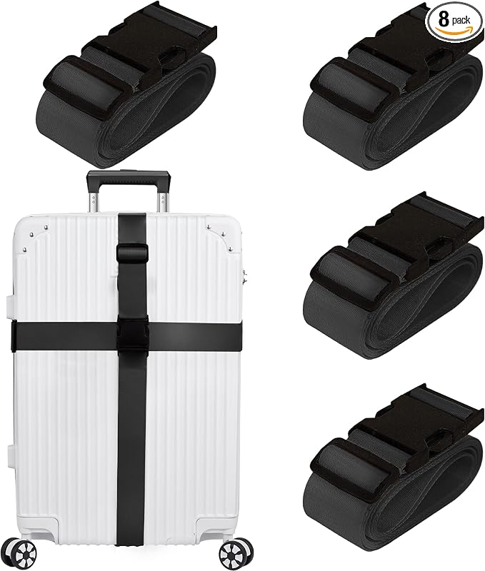 Luggage Straps for Suitcases TSA Approved Travel Belt 8 Pack by Chelmon by Chelmon