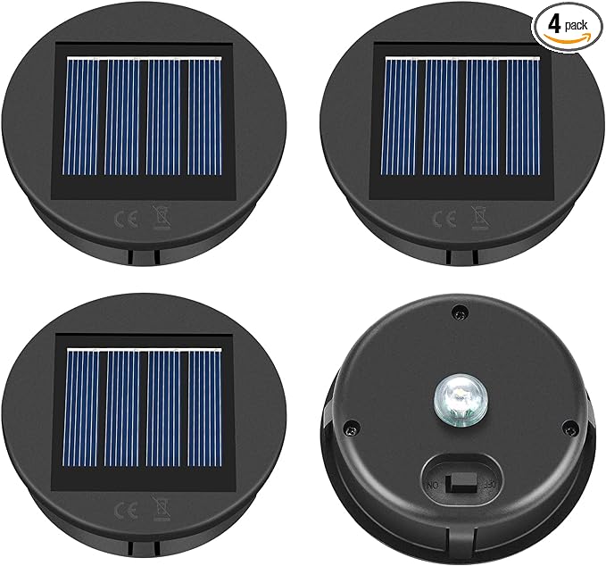 ELUTENG Solar Light Replacement 4 Pack LED Solar Lantern Light Lids Outdoor by ELUTENG