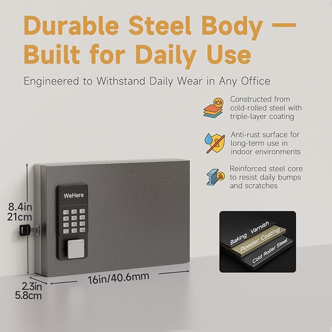 24 Key Lock Box Wall Mount, Smart Key Cabinet, use One Time Password, Fixed Code - Image 2