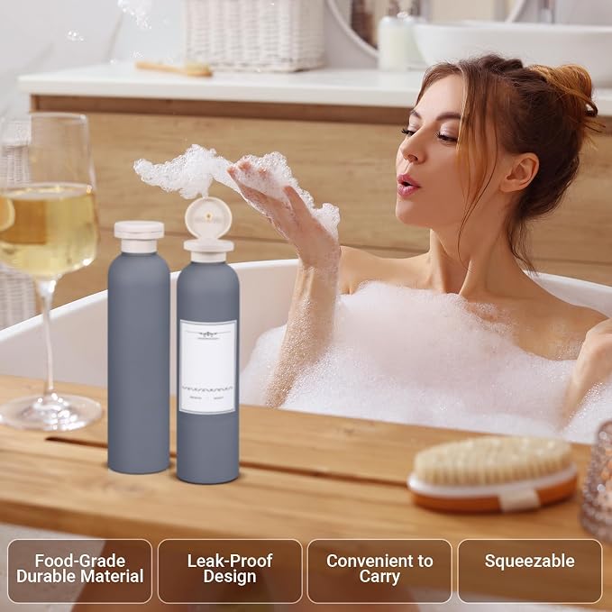 Travel Shampoo Bottle, Empty Plastic Squeeze Bottles 8.8oz - Image 4