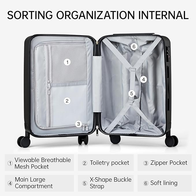 MILADA Carry On Luggage 22x14x9 Airline Approved Hard Shell Suitcases TSA - Image 6
