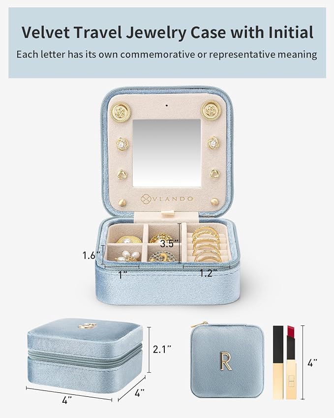 Vlando Travel Jewelry Box for Girls Women, Initial Jewelry Organizer Box Travel - Image 5