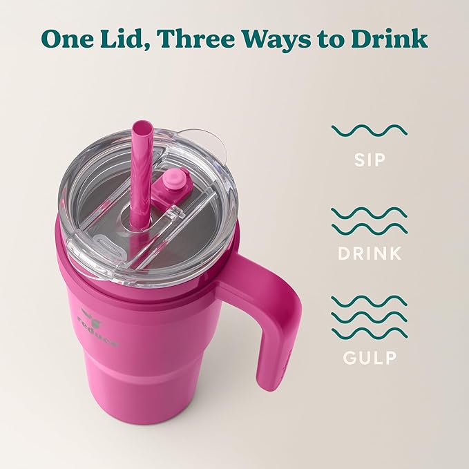 REDUCE 24 oz Stainless Steel Tumbler with Handle - Dual-Wall Vacuum Insulated Travel Mug, Sweat-Proof Lid & Reusable Straw - Keeps Drinks Cold for 24 Hrs, Fits Cupholders, Dishwasher Safe - Sangria - Image 5