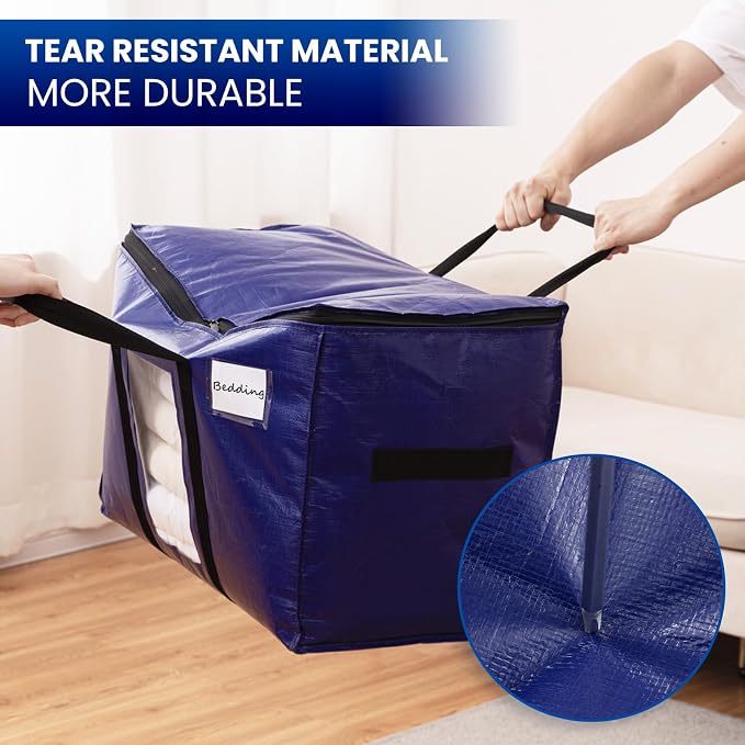 TAILI 10 Pack Dark Blue Extra Large Moving Bags, Heavy Duty Totes - Image 6