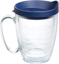 Tervis Clear & Colorful Lidded Made in USA Double Walled Insulated Tumbler Travel Cup Keeps Drinks Cold & Hot, 16oz Mug, Navy Lid by TervisTumblerCompany