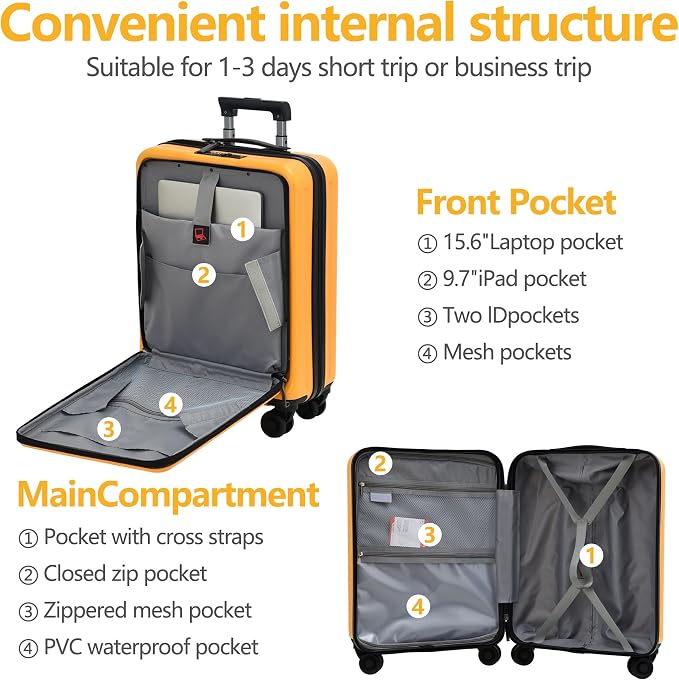 TydeCkare 2pcs 20/28" Luggage Set Lightweight HardShell, Only 20 Inch Carry On - Image 3