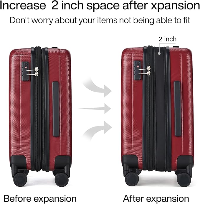 Hanke 24 Inch Expandable Checked Luggage Lightweight PC Hard Case Luggage - Image 3