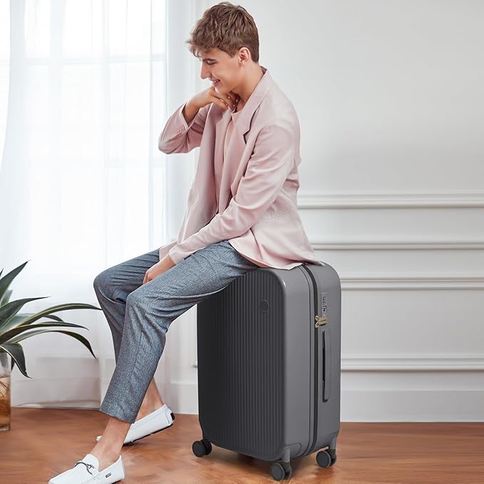 mixi 24 Inch Checked Luggage PC Hardshell Suitcases - Image 2