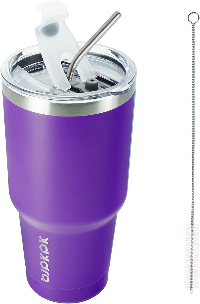 BJPKPK 30 oz Stainless Steel Tumbler With Lid And Straw Vacuum Insulated Double Wall Travel Coffee Water Tumbler,Purple by BJPKPK