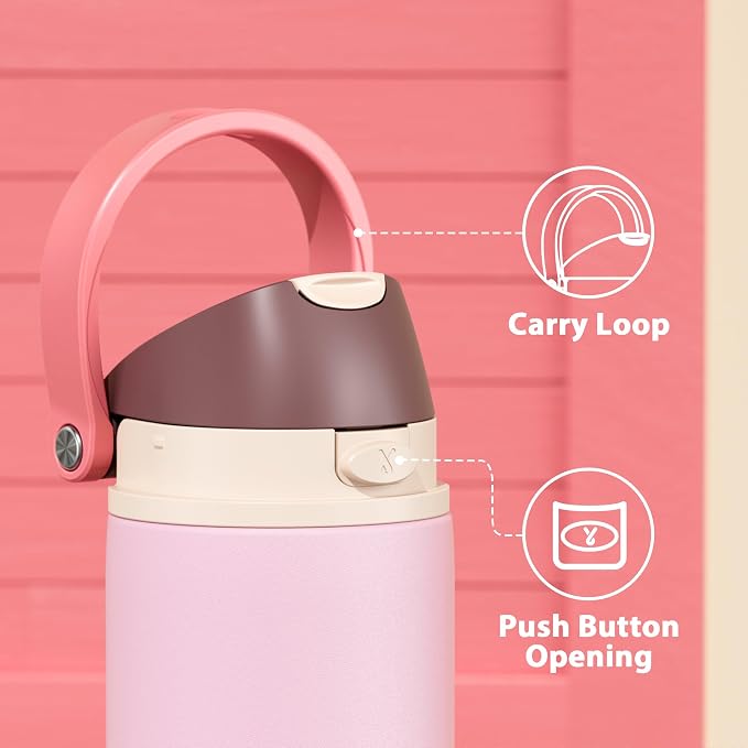 24 oz Insulated Water Bottle for Sports: Meoky Stainless Steel Water Bottle with Straw and Spout Lid - Leak Proof, Cold for 24 Hours, Fits in Car Cup Holder, BPA-Free for Women Travel, Angel Food Cake - Image 5