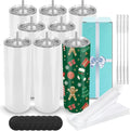 D·S 8 Pack Sublimation Tumblers 20 oz Bulk Skinny Straight Flat Bottom Blank Tumbler Cups with Individual Gift Boxed for Heat Transfer DIY Craft by D%C2%B7STUMBLER