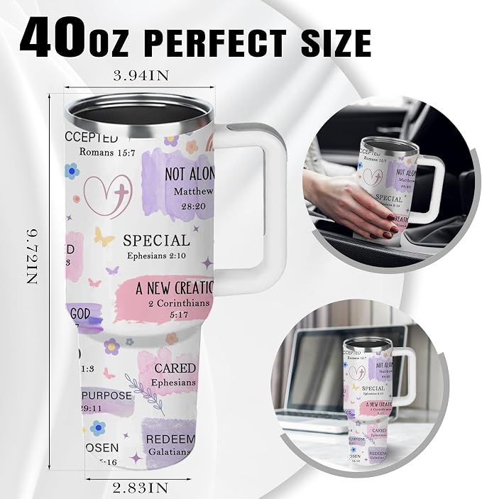 Christian Gifts for Women, 40 oz God Says You Are Tumbler with Handle, Inspirational Religious Birthday Gifts for Faith Cup, Christian Spiritual Catholic Jesus Bible Pastor Prayer Gifts for Christmas - Image 7