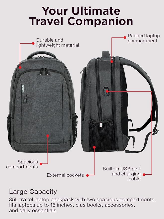 Lenovo B325 Laptop Backpack, Water-Resistant Travel Backpack - Image 7