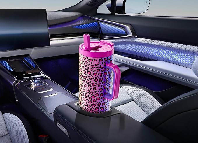 Meoky 40 oz Tumbler with Handle and Flip Straw, 100% Leakproof Tumbler with Lid and Straw, Stainless Steel Insulated Cup, Cupholder Friendly, Keeps Cold for 34 Hours (Celebration) - Image 6