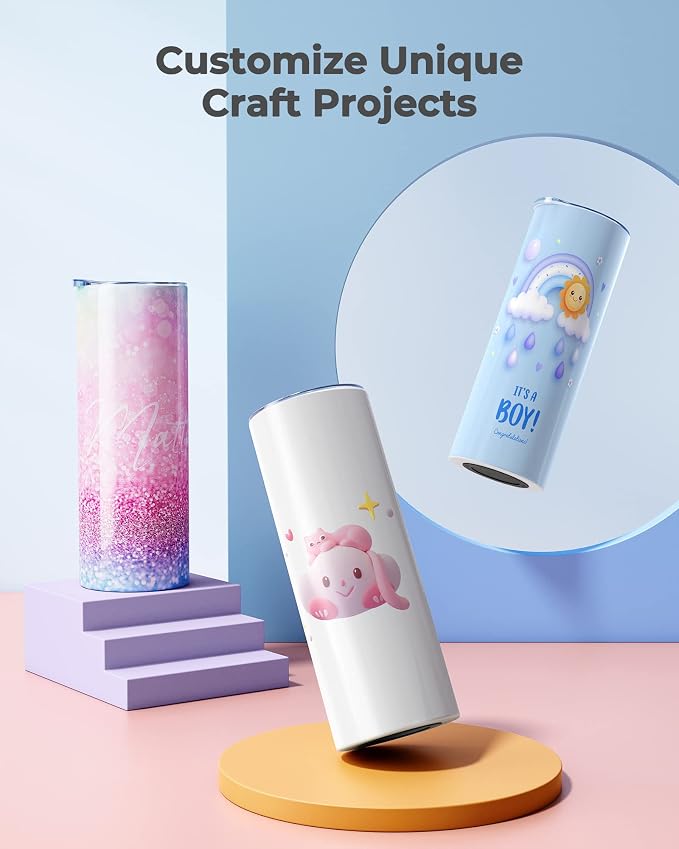 Hiipoo 12 Pack Sublimation Tumblers Blank 20 oz Straight Skinny with Sublimation Papers, Lids and Straws, Shrink Wrap Films, Stainless Steel Double Wall Insulated Tumbler for Mug Press Machine - Image 5