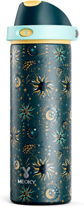 24 oz Insulated Water Bottle with Straw: Meoky Stainless Steel Metal Water Bottle with 2-in-1 Lid - Leak Proof, Cold for 24 Hours, Protective Silicone Base, BPA-Free for Sports Travel Car, Tarot by MEOKY